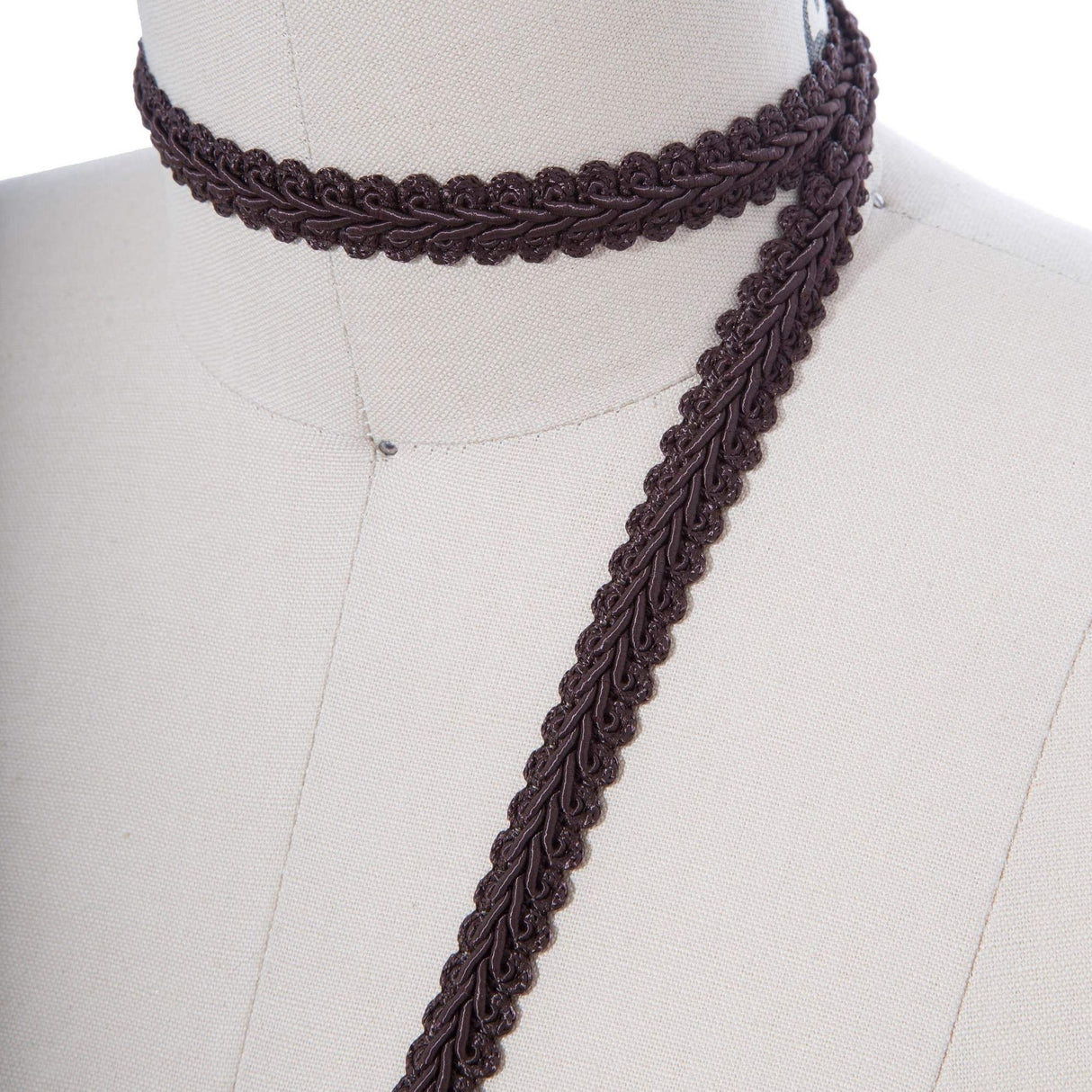 Braided Gimp Trim Chocolate Brown 5/8"