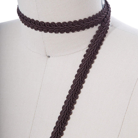 Braided Gimp Trim Chocolate Brown 5/8"
