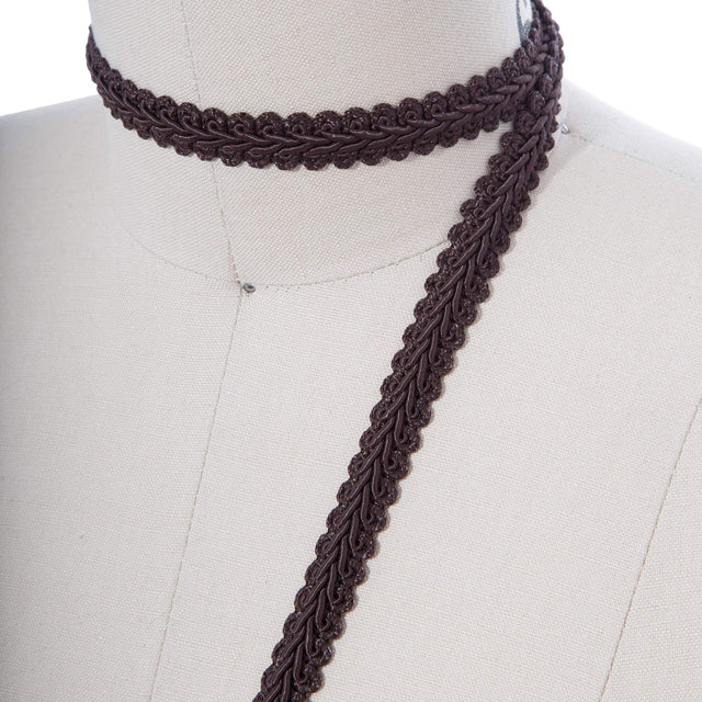 Braided Gimp Trim Chocolate Brown 5/8"