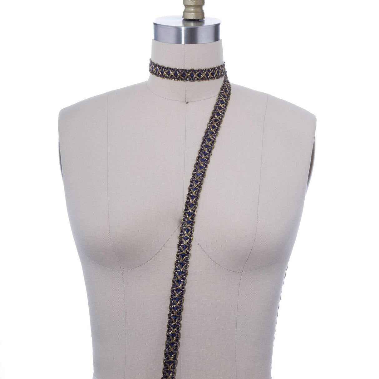 Gimp Trim Navy Blue Gold 5/8"