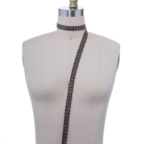 Gimp Trim Navy Blue Gold 5/8"