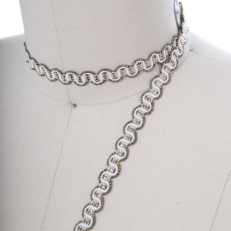 Gimp Trim White Gold Scroll 3/8 Inch