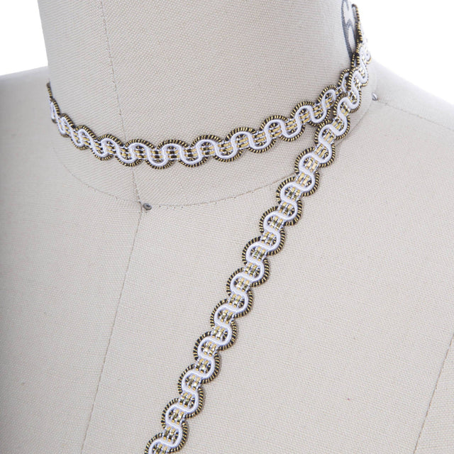 Gimp Trim White Gold Scroll 3/8 Inch
