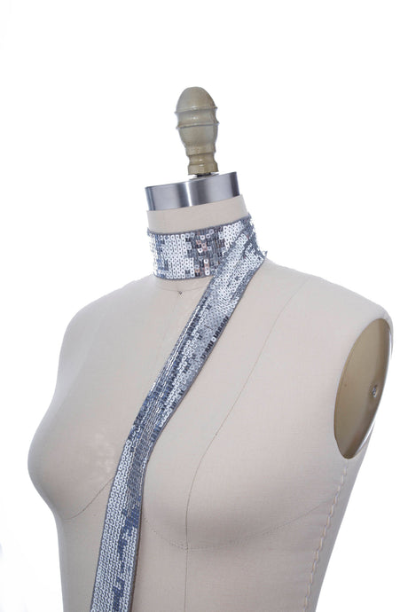 Sequined Ribbon Trim 1.75" Silver Gold
