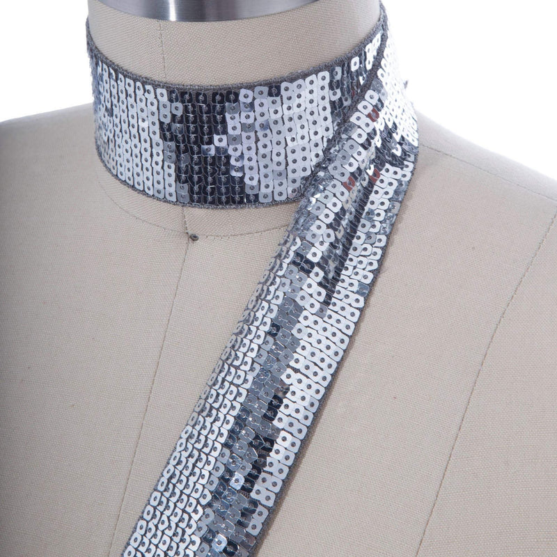 Sequined Ribbon Trim 1.75" Silver Gold