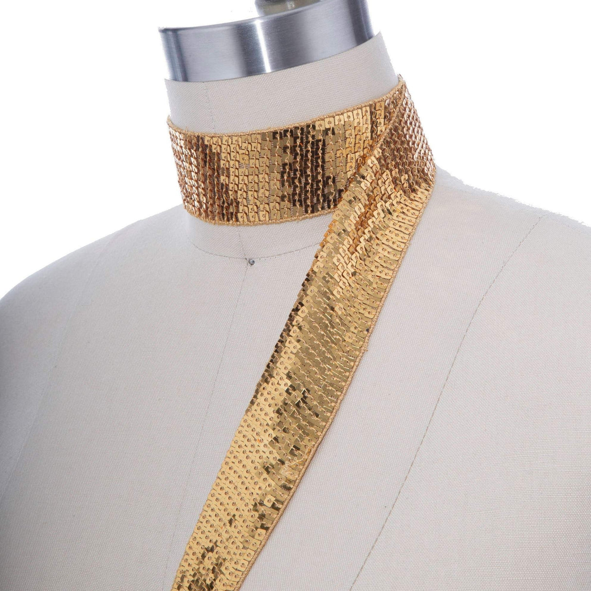 Sequined Ribbon Trim 1.75" Silver Gold
