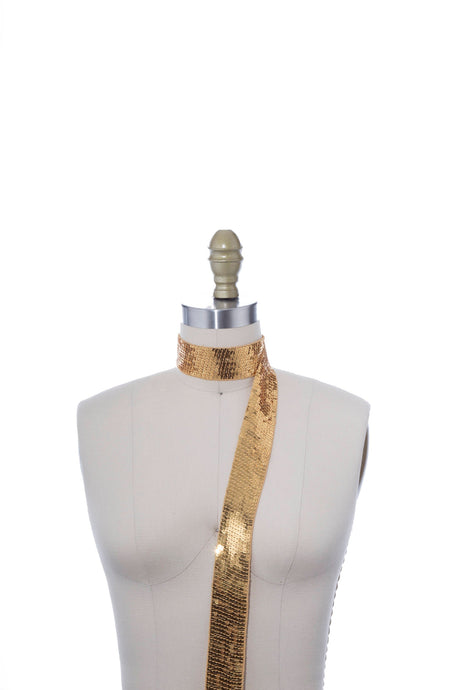 Sequined Ribbon Trim 1.75" Silver Gold
