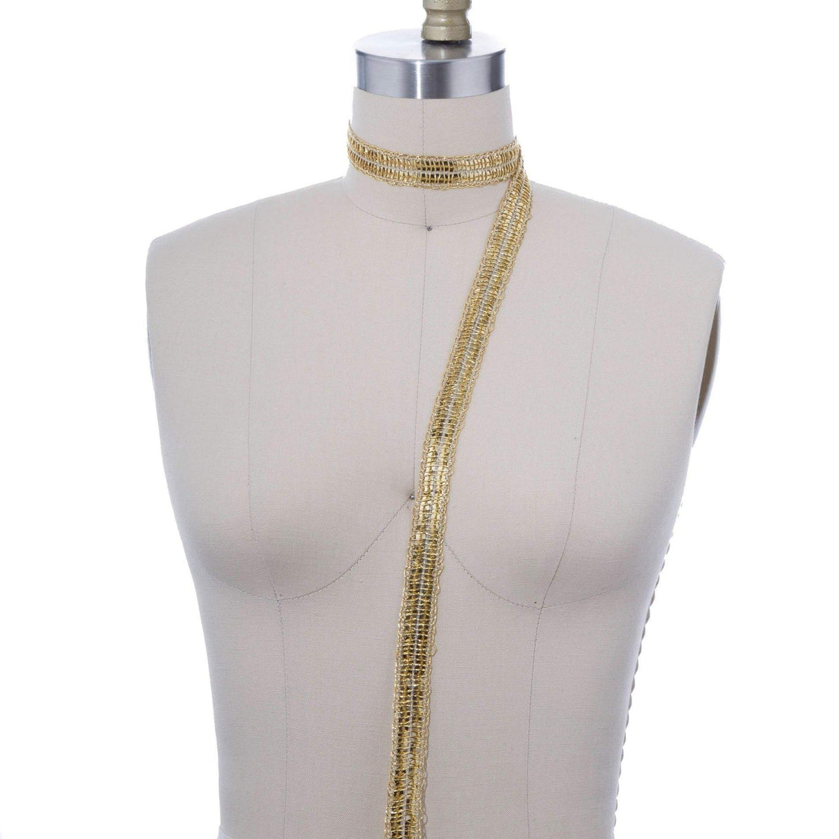 Sequin Ribbon Trim Gold Two-Line
