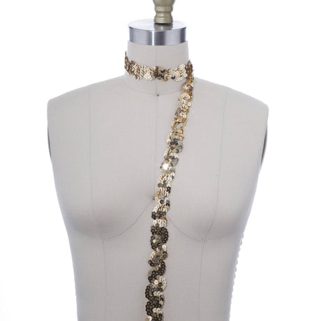 Sequin Trim Gold Wave Shape
