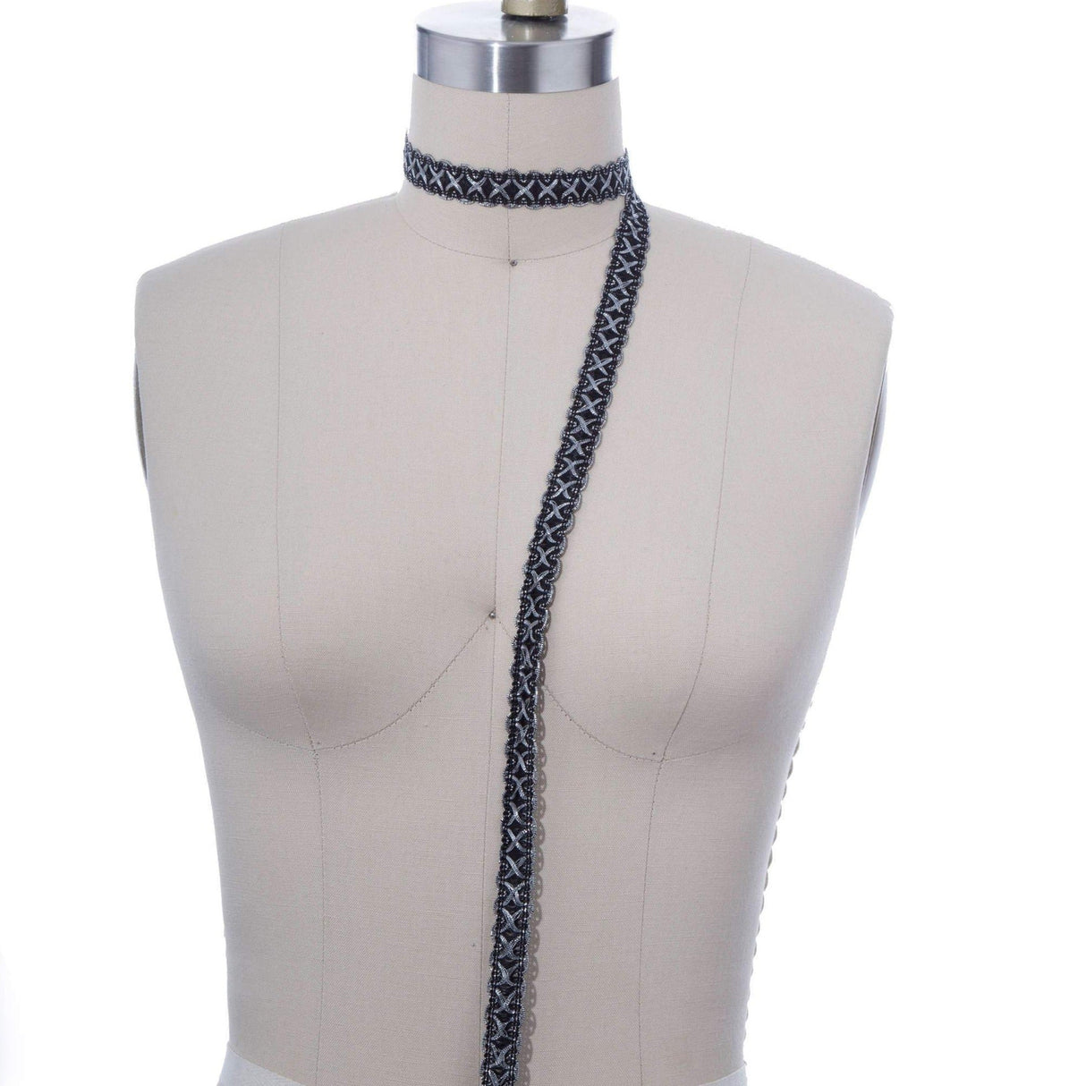 Gimp Trim Black Silver 5/8 Inch