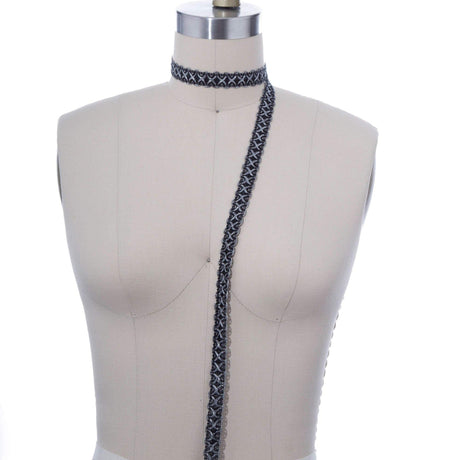 Gimp Trim Black Silver 5/8 Inch