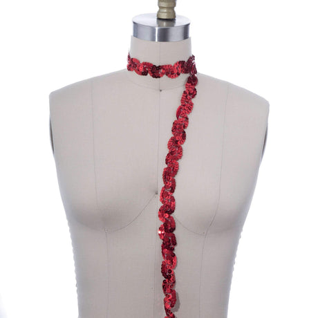 Sequin Trim Red Waved 2 Yards