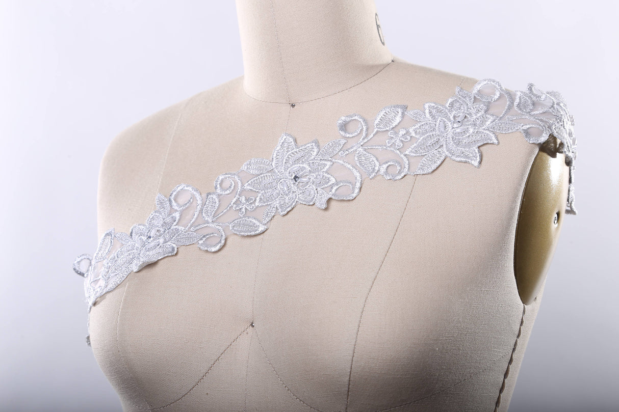 Beaded Floral Bridal Lace Trim