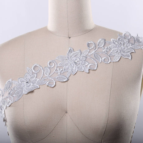 Beaded Floral Bridal Lace Trim