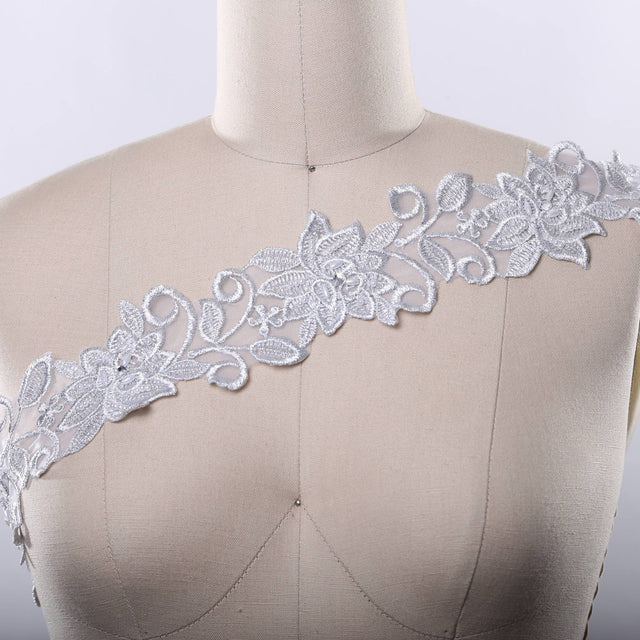 Beaded Floral Bridal Lace Trim