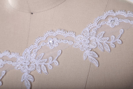 Beaded Bridal Lace Trim 2 Inch White Ivory
