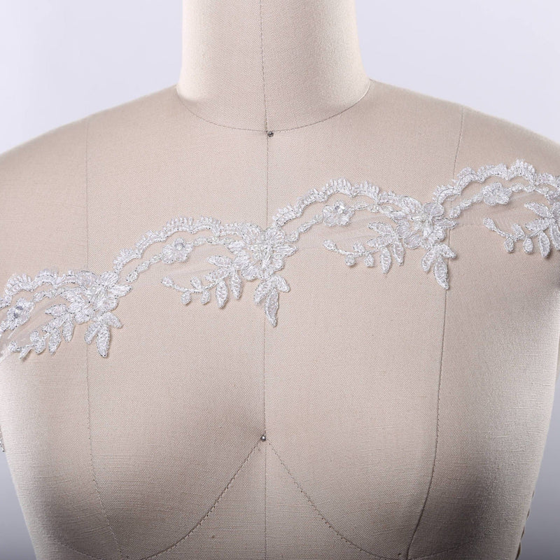 Beaded Lace Trim White Ivory 2 Inch