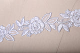 Bridal Lace Trim White Silver Beaded 1.5in