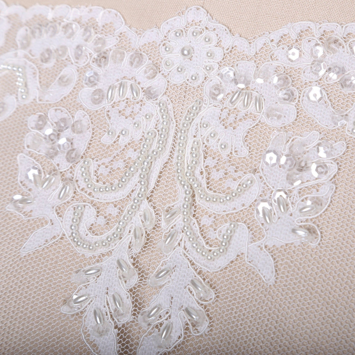 Beaded Lace Trim White Ivory 9 Inch