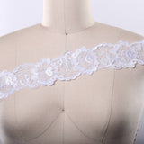 Beaded Bridal Lace Trim White Floral Chiffon
