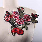 Flower Applique Red Black Iron-On