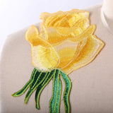 Yellow Rose Embroidery Patch 9.5"