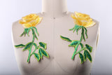 Yellow Rose Embroidery Patch 9.5"