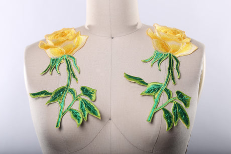 Yellow Rose Embroidery Patch 9.5"