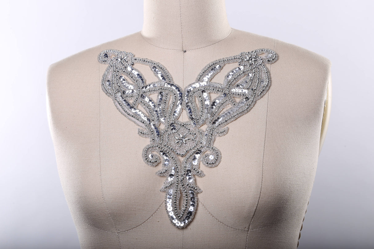 Sequined Beaded Neckline Applique