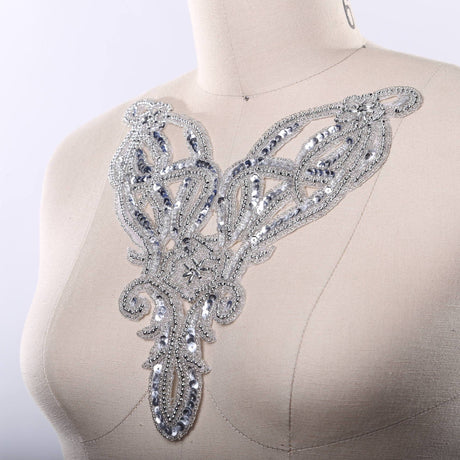 Sequined Beaded Neckline Applique