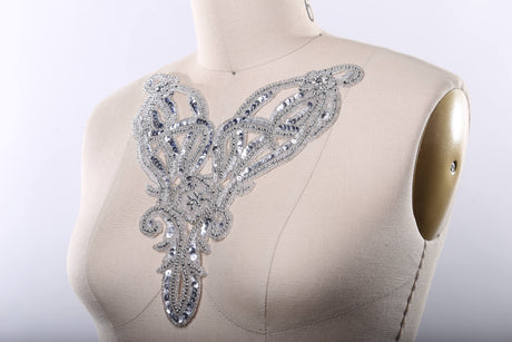 Beaded Collar Applique Gold Silver