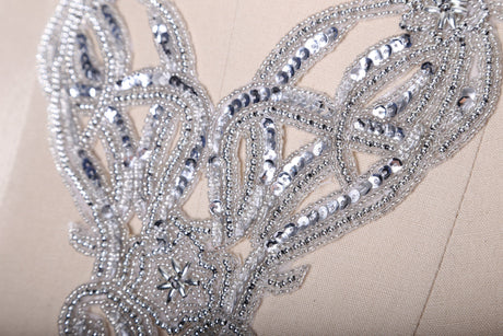 Beaded Collar Applique Gold Silver