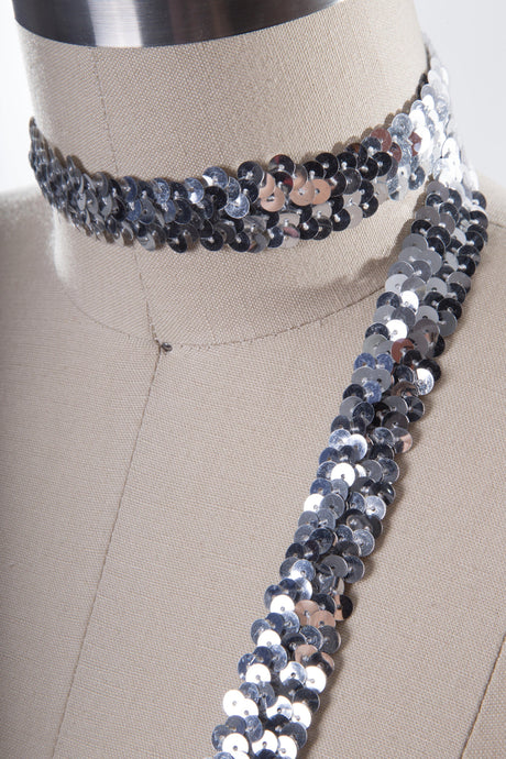 Stretch Sequin Trim Silver