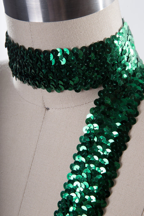 Stretch Sequin Ribbon Trim Emerald Green 1.5"