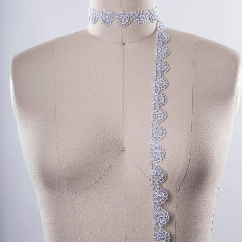 Silver Metallic Scalloped Lace Trim