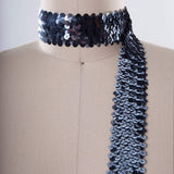 Sequin Stretch Trim Gray Steel Blue 1.5 Inch
