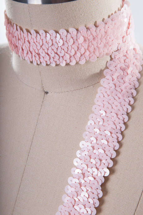 Stretch Sequined Trim Light Baby Pink