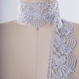 Venice Lace Trim Metallic Silver Rose Motif