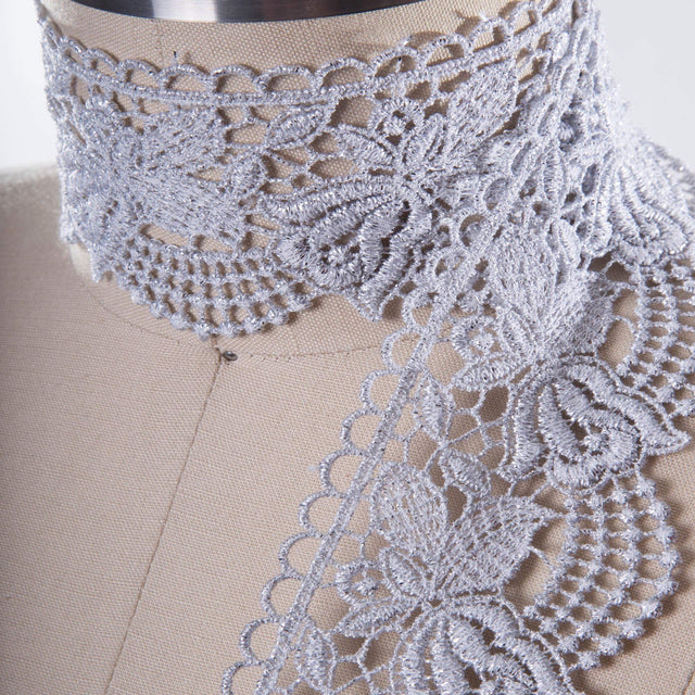 Venice Lace Trim Floral Roses 2.75" Gold Silver