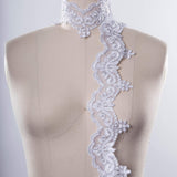 Bridal Lace Trim Silver Pearl Sequin
