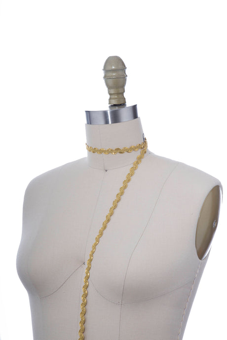 Gimp Trim Metallic Gold Black 3/8 Inch