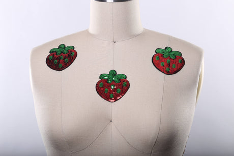 Strawberry Sequined Patch Red Green
