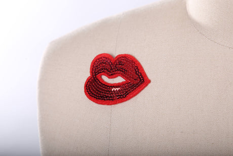 Sequin Lips Patch Red Iron-On