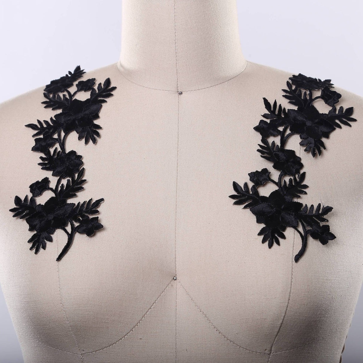 Black Embroidery Flower Patch