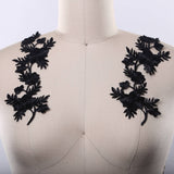 Black Embroidery Flower Patch