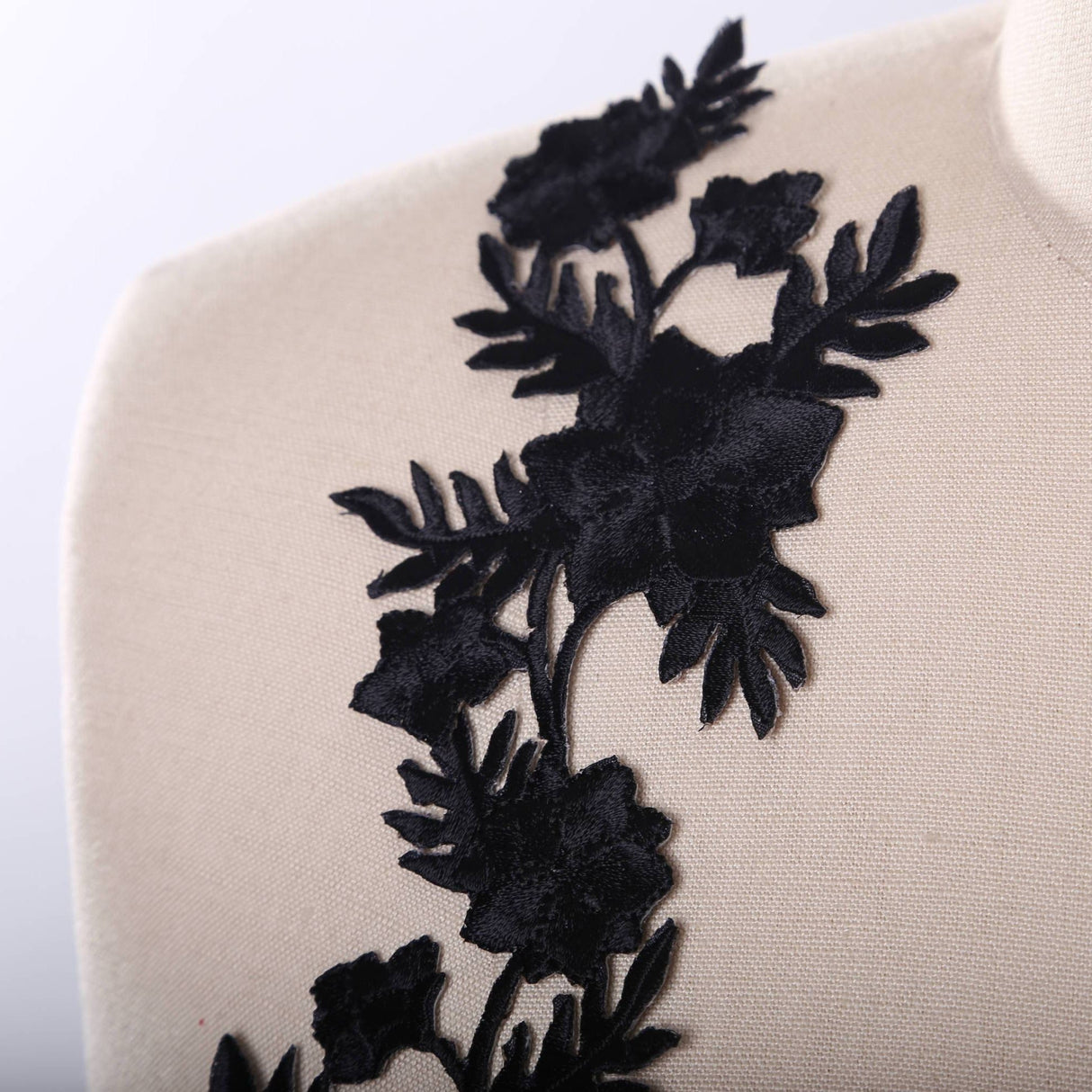 Black Embroidery Flower Patch