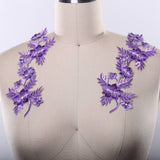 Embroidered Flower Applique Purple Lilac