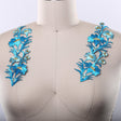 Flower Applique Electric Blue Embroidery