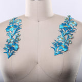 Flower Applique Electric Blue Embroidery