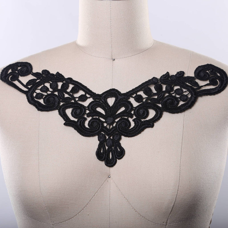 Venice Lace Collar Applique Black White